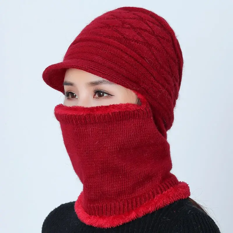 Балаклава женские полосы вязанные шапки кепки маска Gorras теплые зимние шапки для женщин Skullies теплые шерстяные шапочки шапка для мам