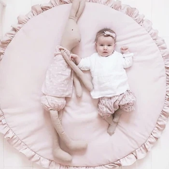 

Nordic Newborn Baby Padded Play Mats Soft Cotton Crawling Mat Girls Game Rugs Round Floor Carpet For Kids Interior Room Decor