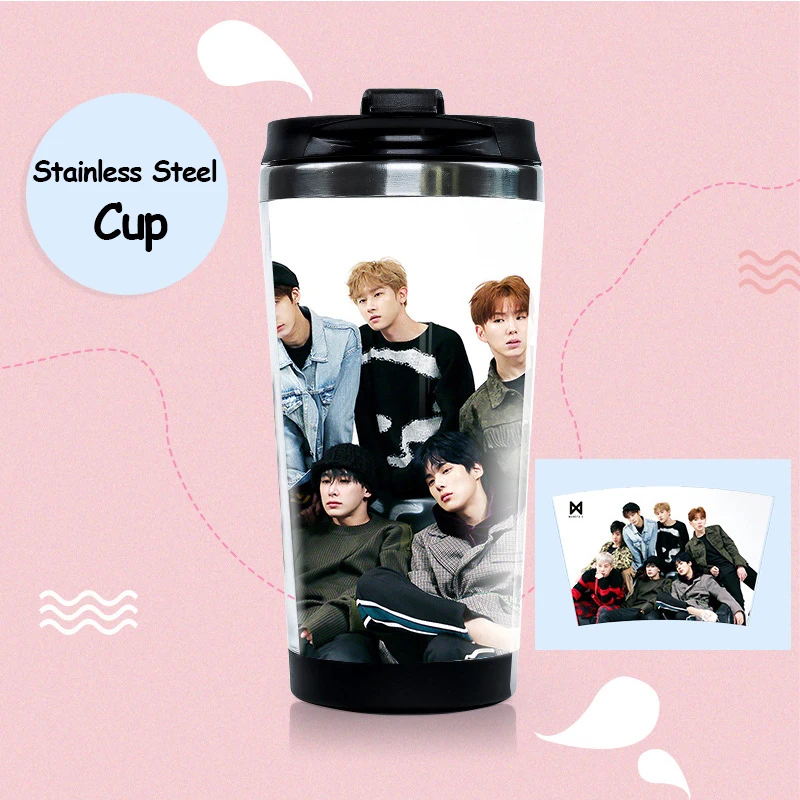 Kpop MONSTA X 5th мини-альбом чашка для воды из нержавеющей стали K-pop MONSTA X двухслойная чашка бутылки для поклонников Коллекция подарков