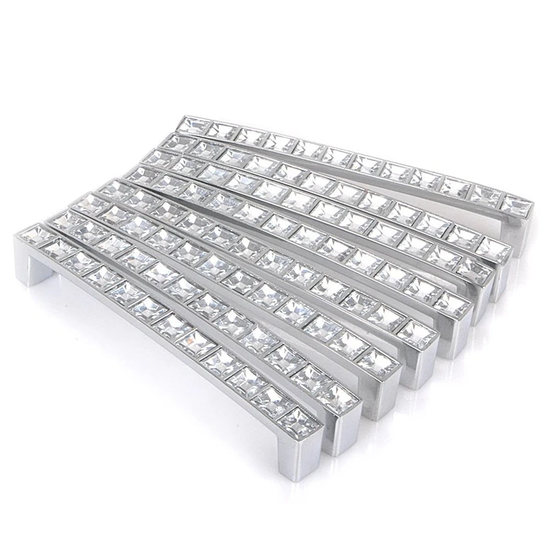 SHGO Горячая упаковка из 8 Европейский стиль квадратная форма, с прозрачными кристаллами Стразы дверь шкафа для мебели шкаф выдвижной ящик ручка