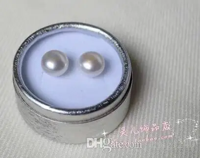 Elegante par de 12-13mm Mar del Sur plana pendiente de la perla 925 s