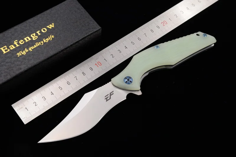 jade color Eafengrow дизайн 11,11 G10 ручка Настоящее D2 60 лезвие HRC Кемпинг Охота Открытый выживания карманный фруктовый EDC Инструмент Универсальный складной нож - Цвет: jade color