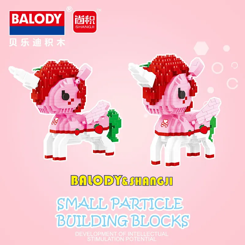 

Mini Qute Anime cartoon Diamond building blocks pink unicorns assembling inserting blocks ornaments for children gifts