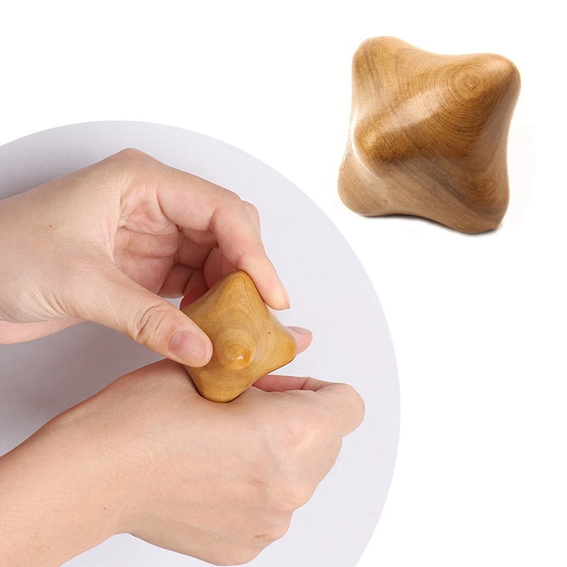 2pcs Hexagonal Wooden Hand Massage Tools Chinese Acupuncture Massager Roller Body Pain Relief Reflexology Acupoint Massager
