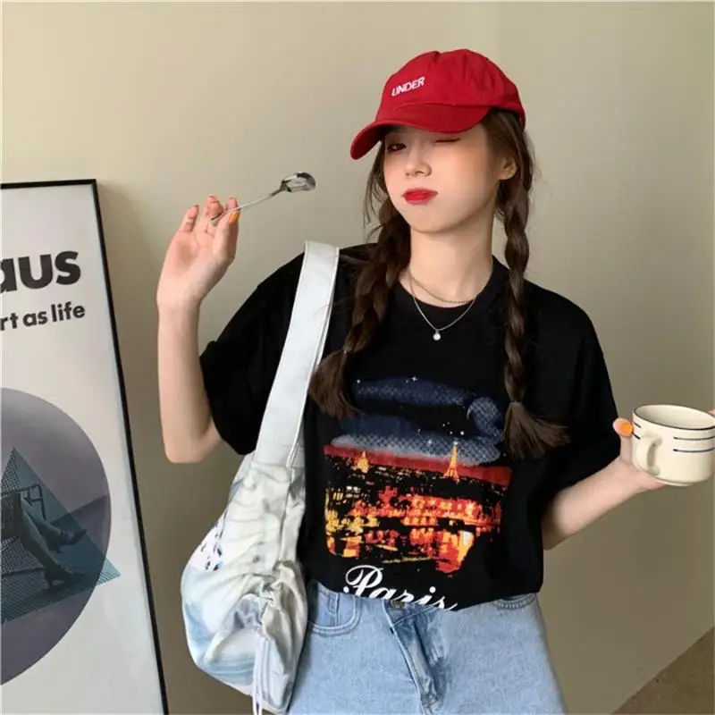 

Women's T-shirts Tops Japanese Kawaii Ladies Ulzzang Retro Bf Loose Lazy Tshirt Female Korean Harajuku Clothes For Women