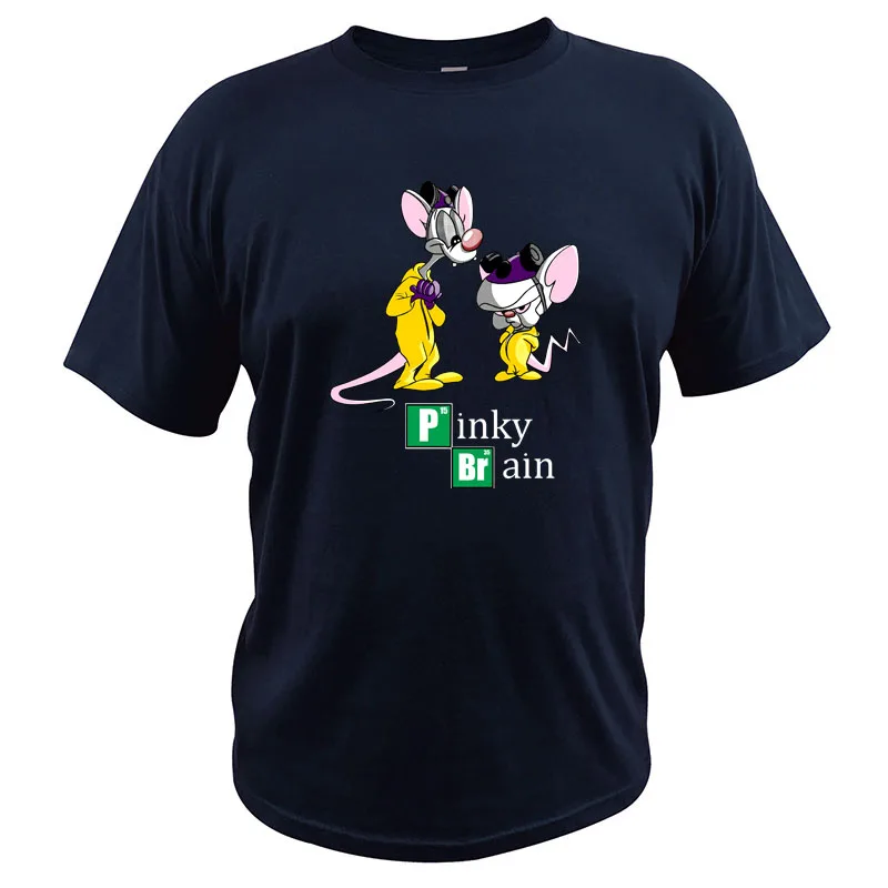 Футболка Pinky And the Brain с изображением мышей, хлопок, удобная футболка с цифровым принтом, новинка, топы серии tv, химический элемент, футболка P Br - Цвет: Тёмно-синий
