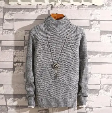 KUANGNAN Argyle зимний свитер для мужчин пальто пуловер и свитер для мужчин зимние мужские свитера для осень человек Pull одежда XXXL - Цвет: Light Gray