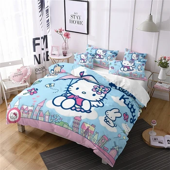 

Popular Hello Kitty 3d Printed Bedding Set Duvet Cover Set Pillowcase Twin Full Queen King Bed Linen Bedclothes Drop Shipping