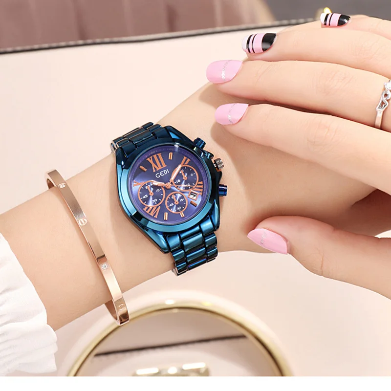 Women Watches Stainless Steel Waterproof Calendar Business Clock Female LuxuryQuartz Wrist Watch Bracelet Relogio Feminino