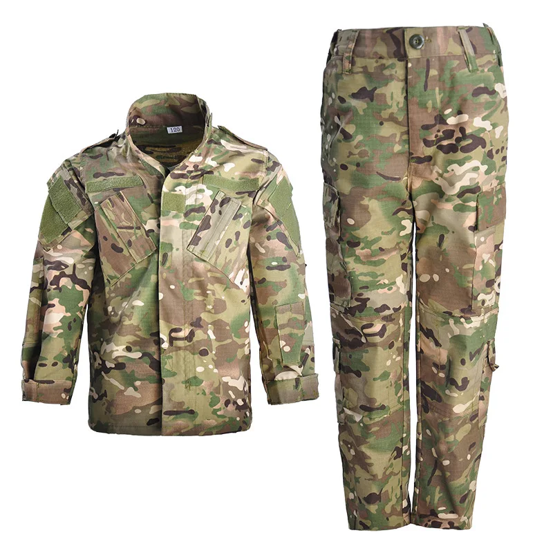 Children Military Uniform Suit Outdoor Tactical Combat Boy Girl Jacket Pants Sets Camouflage Jungle Kids Special SWAT Army Suit