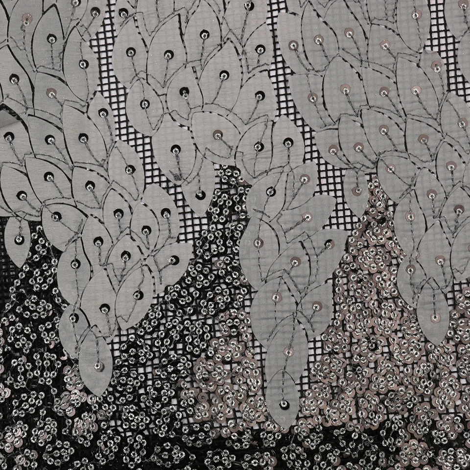 Cheap New Embroidered Fabric French Tulle Sequins African Lace Fabric For Party Dress Green clothes For Women NA3064B-2
