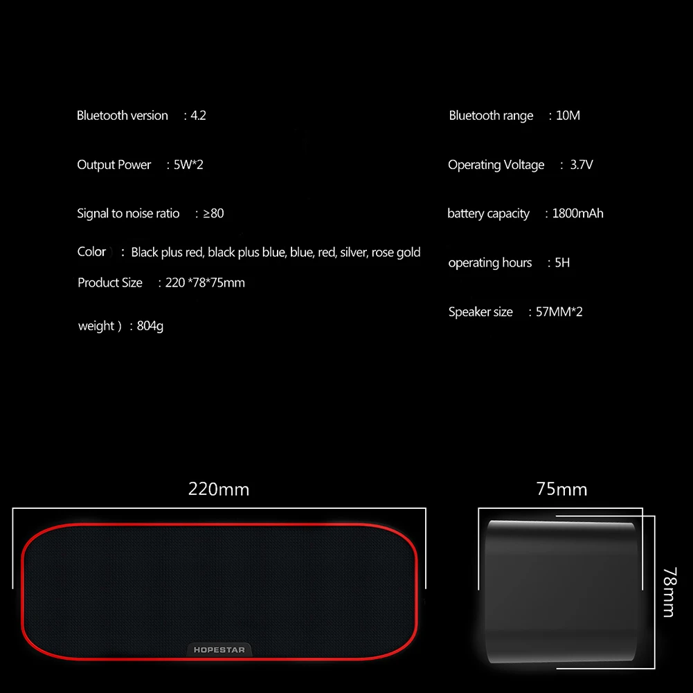 HOPESTAR H29 Bluetooth динамик Бас-гарнитура стерео гарнитура для мобильного телефона динамик с TF картой MP3 FM Bluetooth звонки, музыка плеер