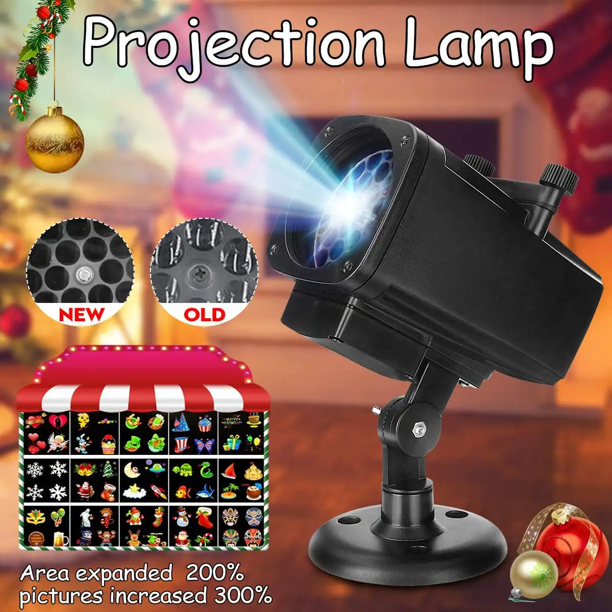 

Merry Christmas Snowflake Projector Spotlight 12 Pattern Projector Lamp LED Landscape Light For Halloween Party Waterproof
