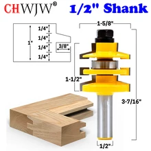 CHWJW 1 шт. 1/" хвостовик конический штабелированный рельс и Stile маршрутизатор бит дереворежущий инструмент Деревообработка фреза для контурной обработки