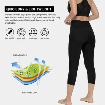 Vutru High Waist Fitness Women Seamless Yoga Pants Capri Sport Leggings with Pocket Stretchy Solid Workout Gym Tights Sport Wear 5