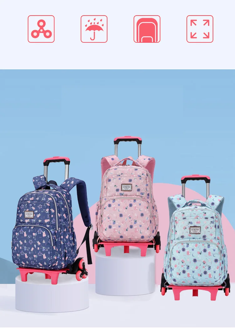 Новая школьная сумка для студентов, детский рюкзак на колесиках, школьный рюкзак для девочек, сумка на колесиках, Детский рюкзак на колесиках