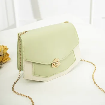 

2019 new simple lady bag with contrasting colors single-shoulder cross-body bag casual small fresh lock small square bag