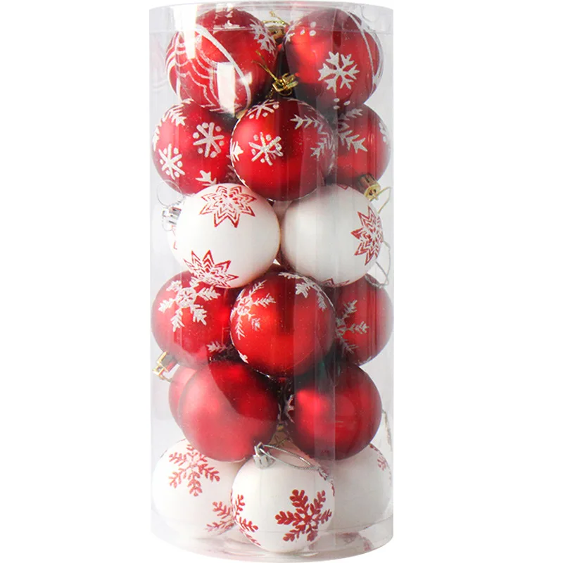 24pcs 6cm Christmas Tree Hanging Ball Bauble Xmas Party Dream Pendant Ornaments Decor for Party Home Christmas Festival Gift - Цвет: red white