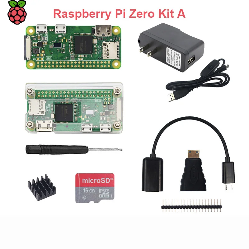 

Raspberry Pi Zero Starter Kit + Acrylic Case + 2A Power Supply + ON/OFF USB Cable + 16 32 GB SD Card + HDMI Cable + Heat Sinks