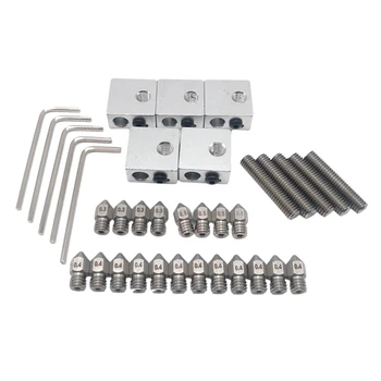 

35Pcs/Set 1.75mm Teflon Throat Tube 0.4mm Extruder Nozzle Print Heads Heater Blocks Hotend for MK8 Makerbot ANET