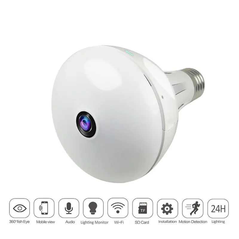 

IG-3Mp Wireless Panoramic Ip 3D Vr Camera Wifi Bulb Light Fisheye 180 / 360 Degree Cctv Home Security Mini Cam Wi-Fi Tf Card Slo