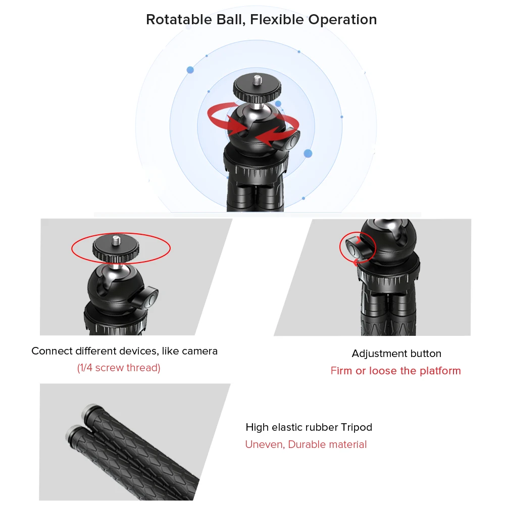 APEXEL professional extendable Flexible SLR Tripod 360 Rotation Vertical Shooting Phone tripod Holder for Gopro Sony Nikon Phone