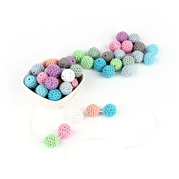 

50pcs Natural Wooden Crochet Beads for DIY Baby Teething Silicone Teether Necklace Nursing Chewing Toy Gifts Accessory