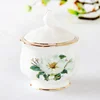Sugar Bowl, Europe Style Bone China Coffee Set Accessory, Storage Container, Pot with Lid, Caddy, Kitchen Seasoning Box 3
