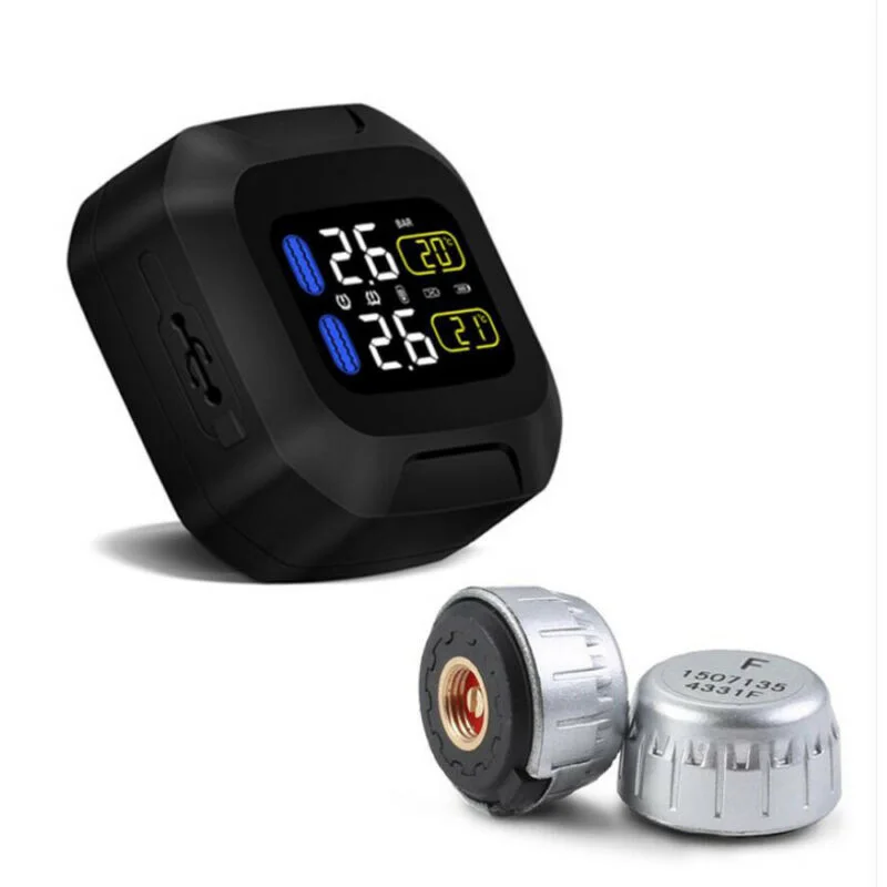 

1pc Wireless Motorcycle TPMS Tire Pressure Monitoring System Auto Alarm Tire Pressure Tester Accessories