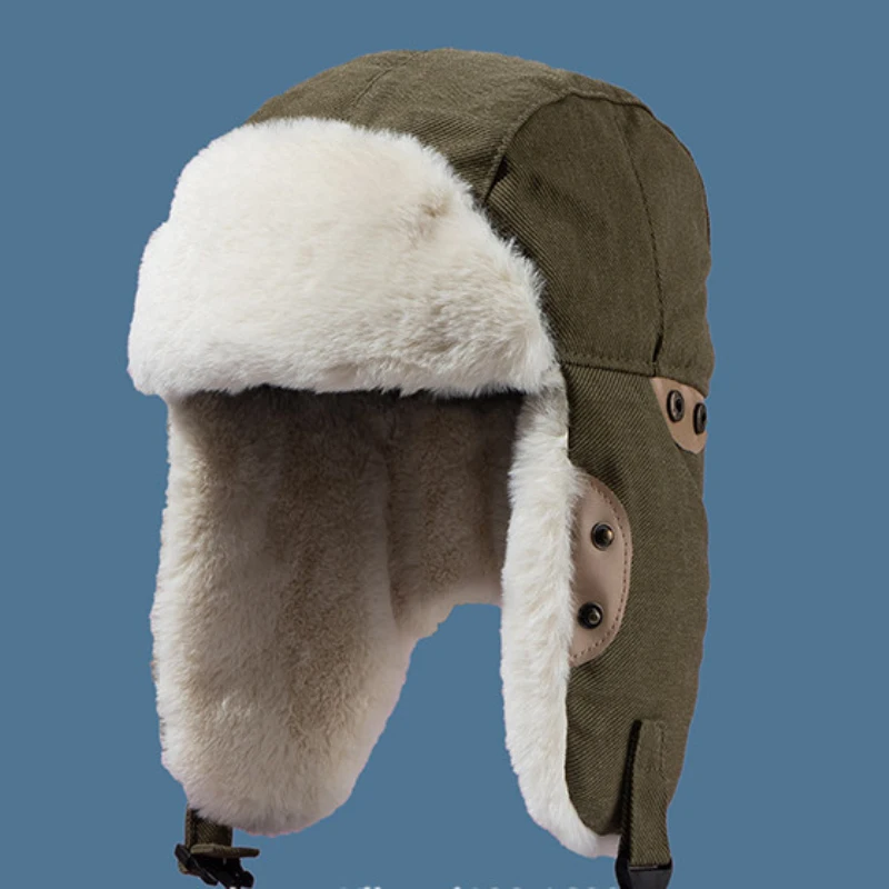 fur bomber hat mens HT3818 Bomber Hat Women Men Thick Warm Trapper Earflap Cap Rabbit Fur Russian Hat 2021 New Ski Russian Cap Winter Hat Ushanka men's bomber hats