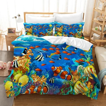 

120g High Grade Fabric Cartoon Bedding Set Duvet Covers The Underwater World Comforter Bedding Sets Bedclothes Bed Linen