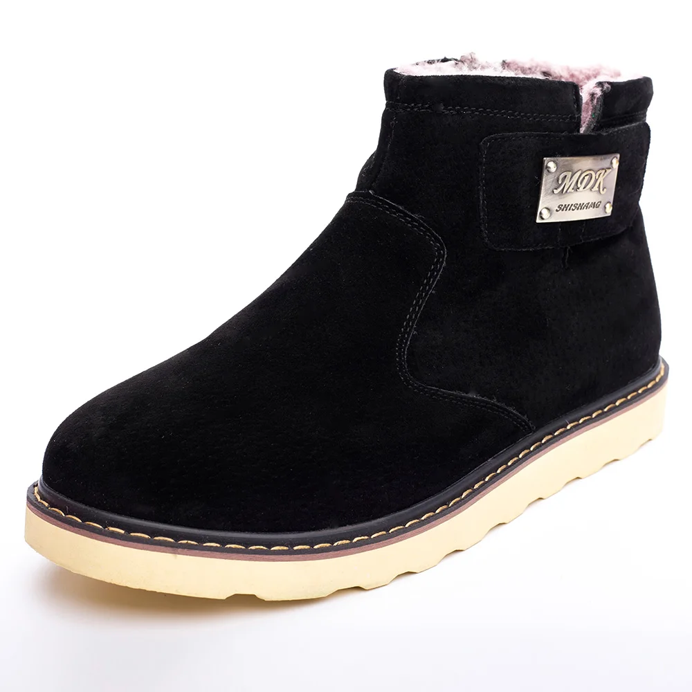 

Coturno Leather Men Snow Boots Warm Snow Boots Winter Work Casual Non Slip Fur&Plush Lace Up High Top Fashion Men Boots Big Size