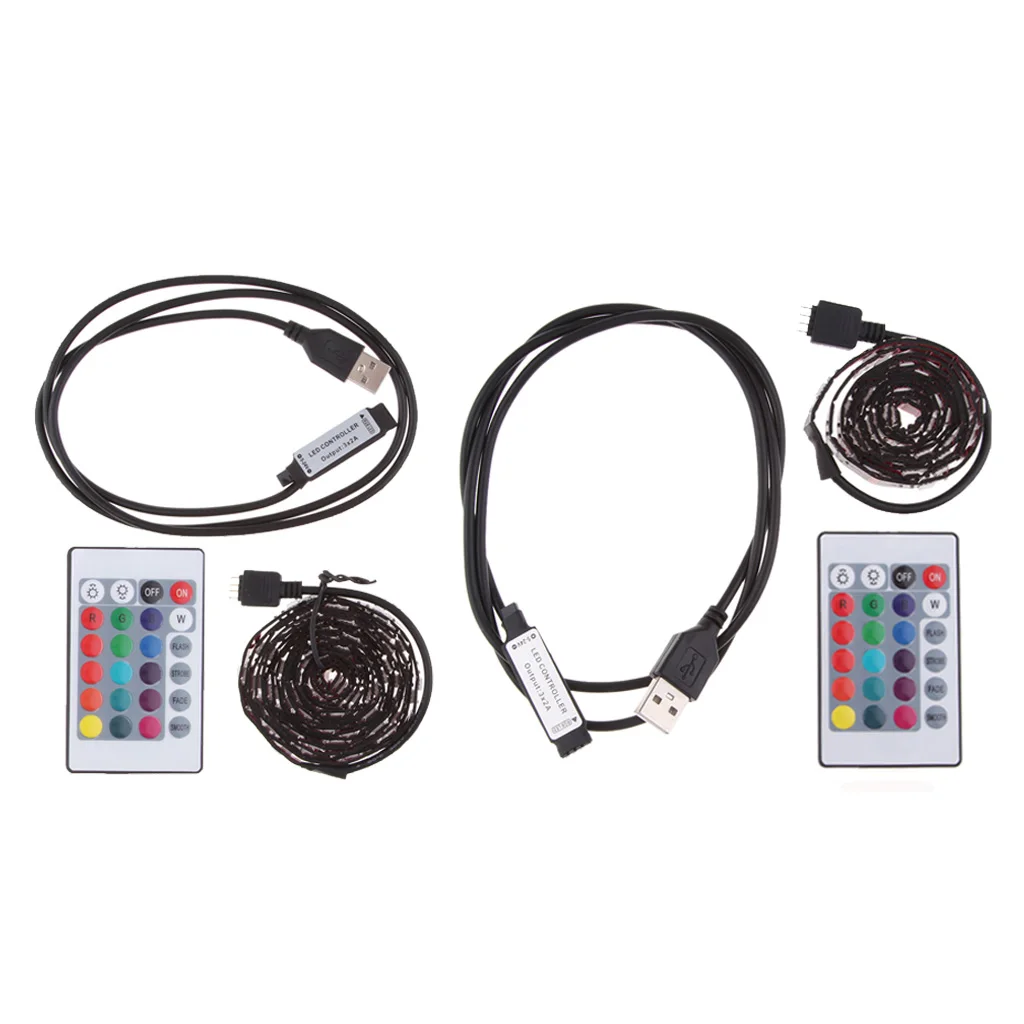 2 Pieces LED Light Strip LED RGB Strip Car Interior Atmosphere Lights Light USB LED Strip for Car TV Home