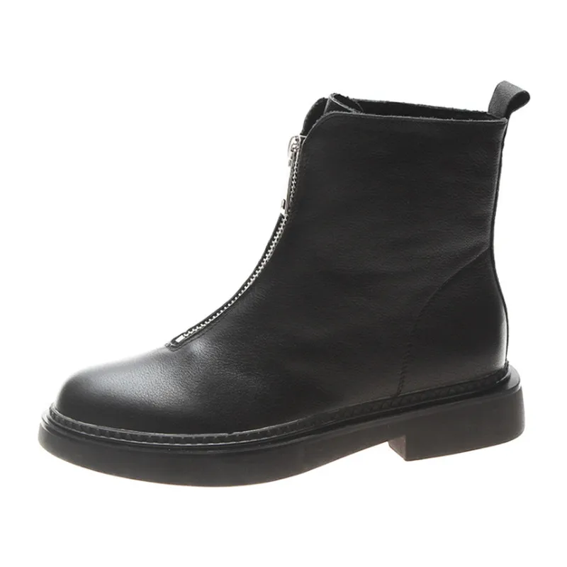 

Handsome Motorcycle Boots with Velvet Zipper Short Boots New In The Fall and Winter of 2020