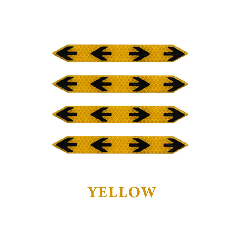 4Pcs/set Car Door Handle Reflective Strips Arrow Pattern Reflector Decals Stickers Anti-Collision Strip Warning Safe Car Styling - Цвет: Цвет: желтый