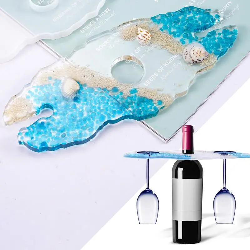 Wine Glass Holder Silicone Resin Mold Bottle Shelf Storage Glass Irregular Tray Epoxy Resin Mold Coaster DIY Home Decoration
