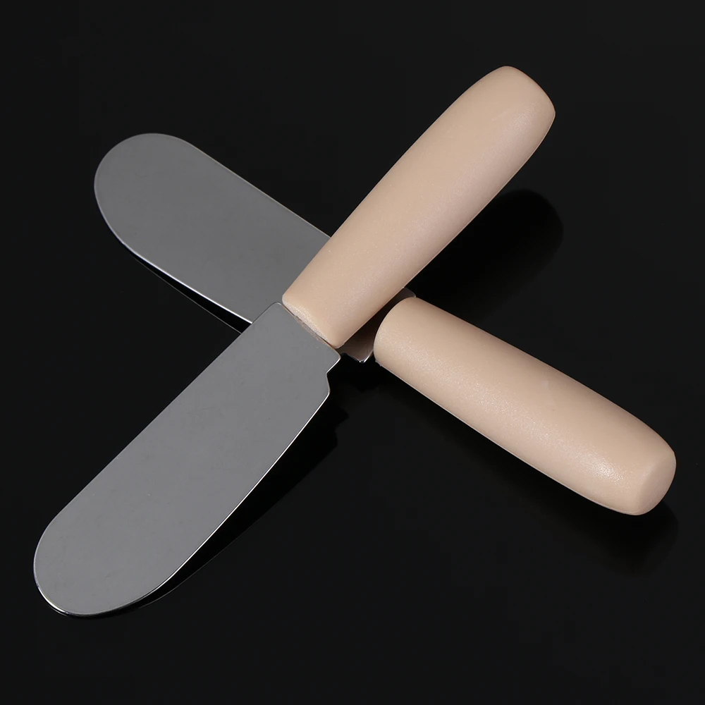 Silicone Spatula Mini Stainless Steel Spatula Scraper Knives Breakfast Sandwich Cheese Slicer Spreader Butter Knife Plastic Handle 1PC