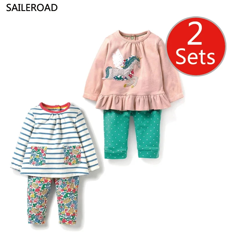 SAILEROAD/комплект из 2 предметов, хлопковый комплект одежды с длинными рукавами, весенне-осенний детский пижамный комплект, комплект одежды для маленьких девочек и мальчиков, полосатая одежда для девочек