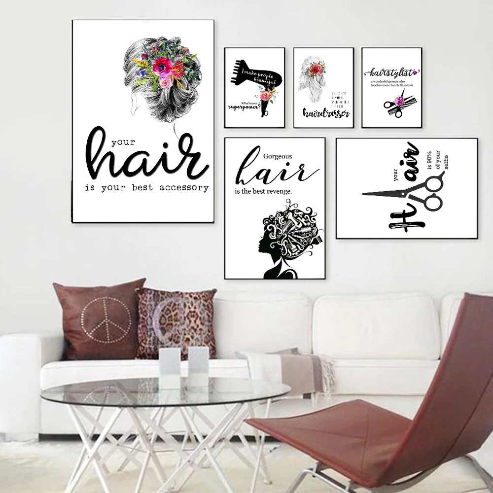 Hairdresse Comb Simplicity Women Canvas Painting Wall Art Nordic Posters and Prints Pictures for Living Room Decoration | Дом и сад