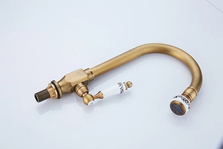 Single Cold Faucet Antique Brushed Brass Tap Basin Sink Faucet 360 Swivel Kitchen Water Crane