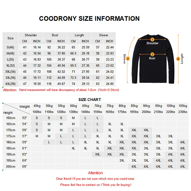 COODRONY Brand 100% Merino Wool Sweater Men Casual O-Neck Pull Homme Winter Thick Warm Pullover Men Soft Cashmere Sweaters 93050