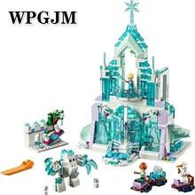Elsa Anna Magical Ice Castle Model Building Blocks Cinderella Princess Castle Compatible Legoinglys Friends lepin elsa anna ice dream romantic castle 25002 model building blocks cinderella princess castle 25006 city set legoings friends