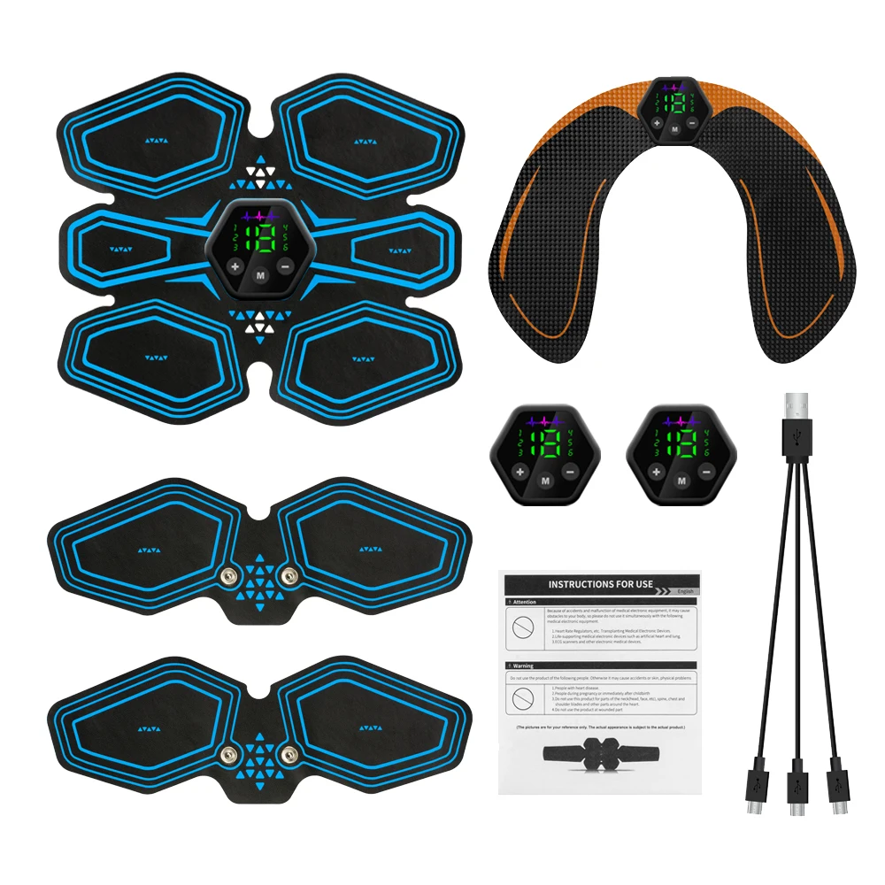 Abdominal Muscle Stimulator Trainer USB Connect Hip EMS Abs Fitness Muscles Electrostimulator Toner Exercise LED 6M 19 Level