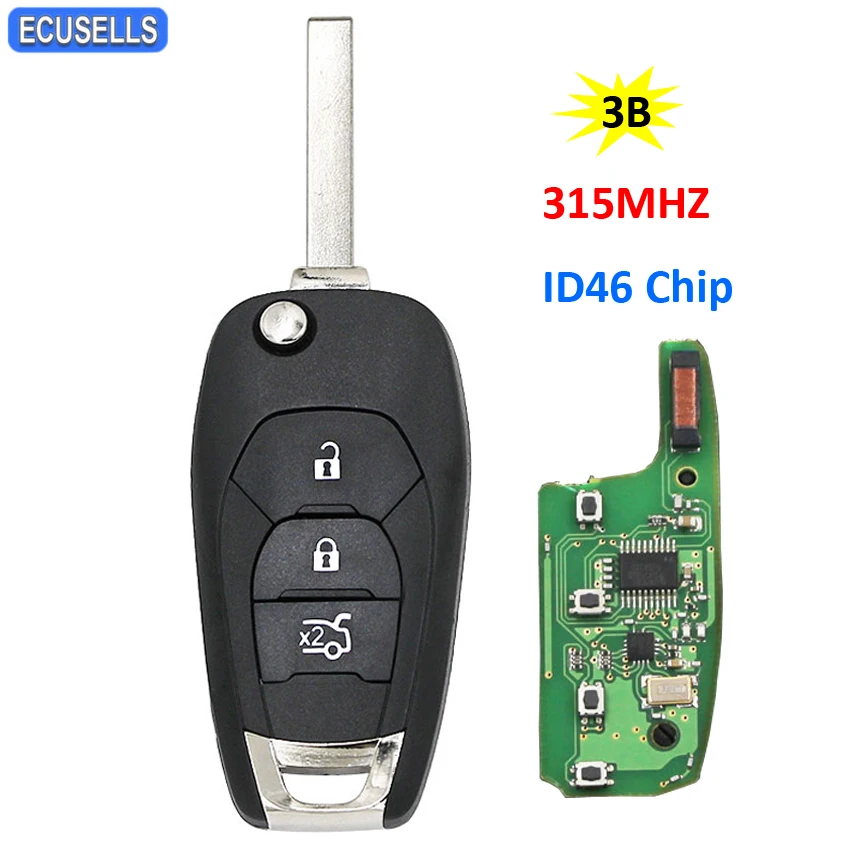 For Chevrolet Cruze 3 Button Remote Key ID46 Chip 315MHz 