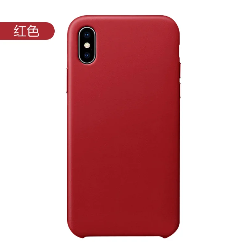 Красный Чехол из натуральной кожи для iPhone 7, 8 Plus, X, XR, XS, Max, Воловья коровья кожа, чехол для телефона, металлическая кнопка, Прямая поставка, на заказ - Цвет: Красный