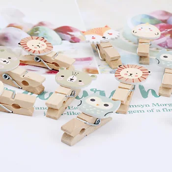 

10pcs Paper Photo Clip File Cartoon Animal Wooden Storage Office School Binding Note Supplies Craft DIY Mini Owl Snacks
