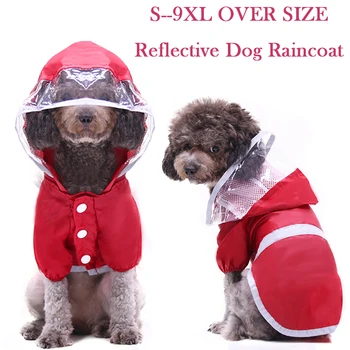 

Oversize Dog Raincoat Waterproof Pet Hooded Reflective Dog Clothes For Small Medium Large Dogs Breathable Chihuahua Pug Clothing