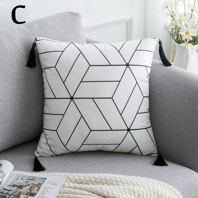 Decorative Cushion Cover Northern Europe INS Style Square Pillow Cover Soft 45x45cm Geometric Ball Fringe Pillowcase