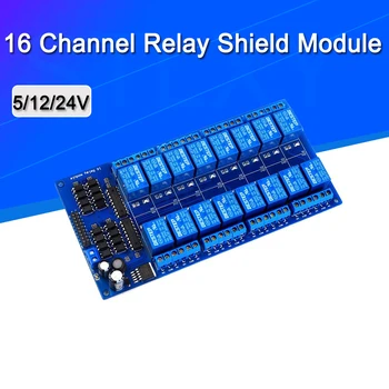 

16 Channel Relay Shield Module DC 5V 12V 24V with Optocoupler LM2576 Microcontrollers Interface Power Relay For Arduino DIY Kit
