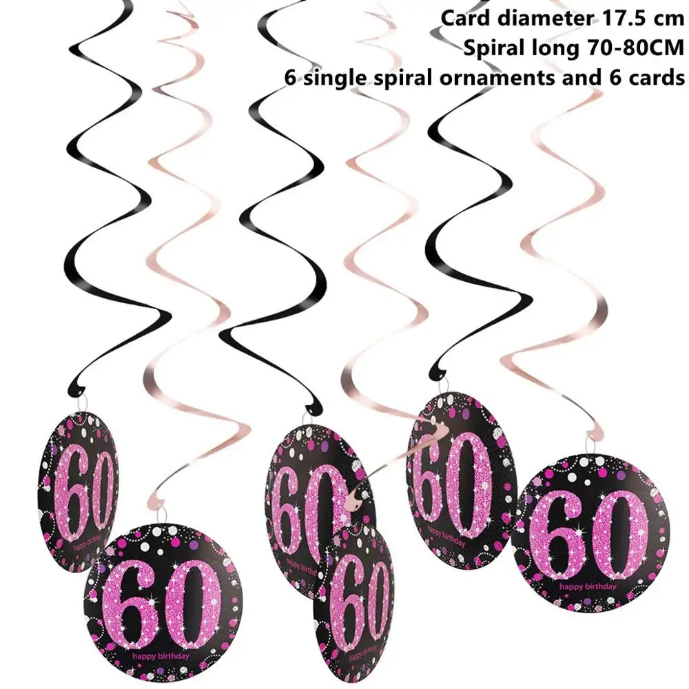 Taoup золотой черный 60th посуда для вечеринки в честь Дня Рождения Чашки тарелки полотенца покрытие стола счастливый 60 день рождения Декор для взрослых и дедушек - Цвет: 60th Pink Swirls